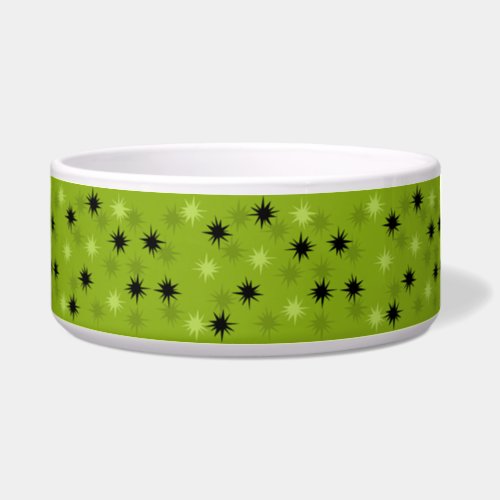 Atomic Green Starbursts Ceramic Dog Bowl