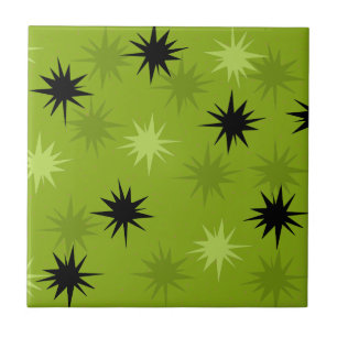 Atomic Green Starbursts Ceramic Tile