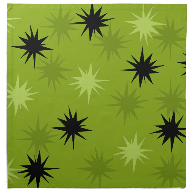 Atomic Green Starbursts Cloth Napkins (Front)