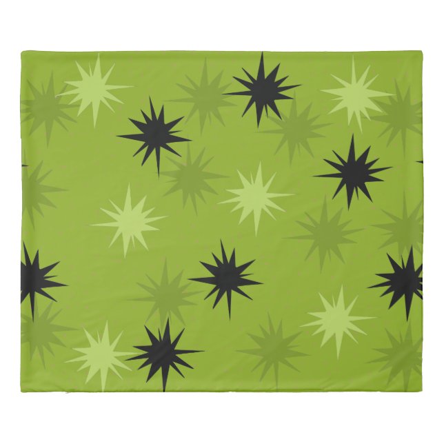Atomic Green Starbursts Duvet Cover (Back)
