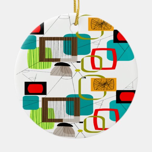 Atomic Inspired Abstract Design Ceramic Ornament