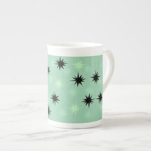 Atomic Jade and Mint Starbursts Bone China Mug