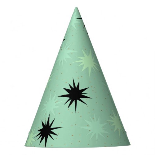 Atomic Jade and Mint Starbursts Party Hats