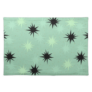 Atomic Jade Starbursts Cloth Placemat