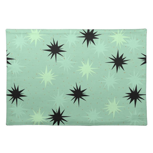 Atomic Jade Starbursts Cloth Placemat (Front)