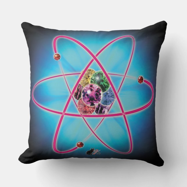 Atomic Jewels Throw Pillow (Front)