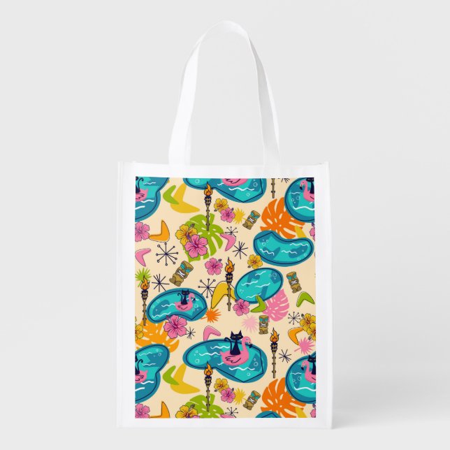 Atomic Kitty Luau Reusable Grocery Bag (Front)