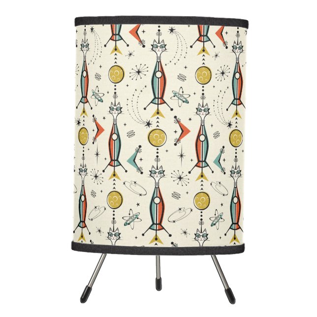 Atomic Kitty Rockets ©studioxtine Tripod Lamp (Front)