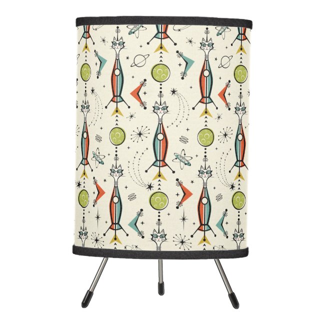 Atomic Kitty Rockets ©studioxtine Tripod Lamp (Front)