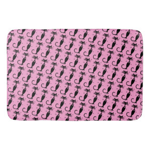 Atomic Long Neck Black Cat MCM Pink Bath Mat