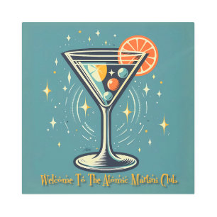 Atomic Martini Club Retro Futuristic Cocktail Metal Print