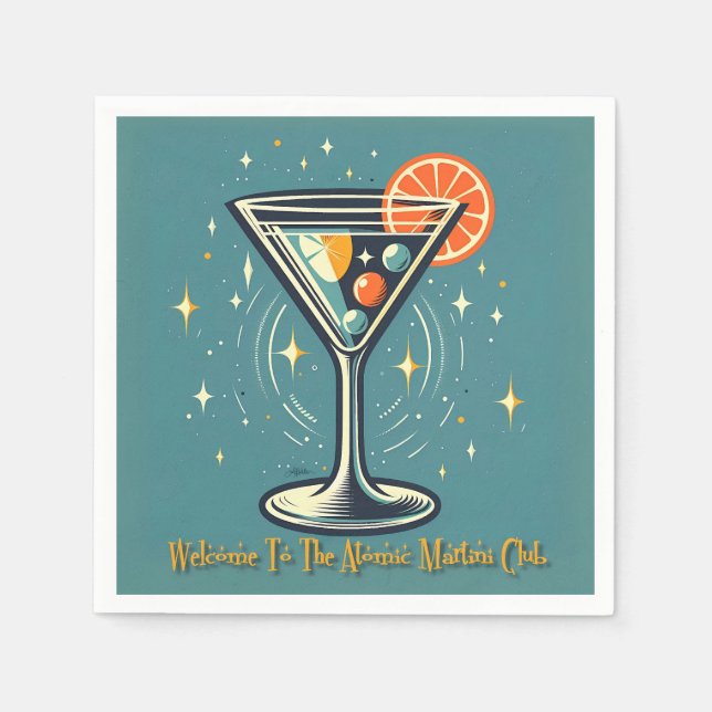 Atomic Martini Club Retro Futuristic Cocktail Napkins (Front)