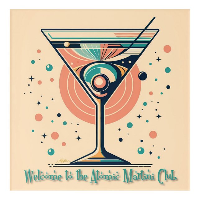 Atomic Martini Club Retro Futuristic Space Age Acrylic Print (Front)
