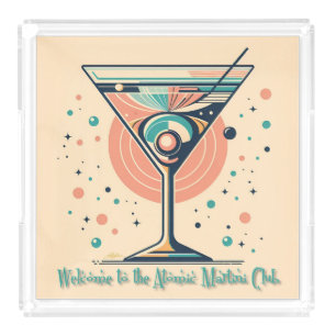 Atomic Martini Club Retro Futuristic Space Age Acrylic Tray