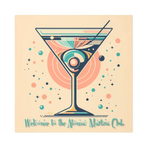 Atomic Martini Club Retro Futuristic Space Age Metal Print