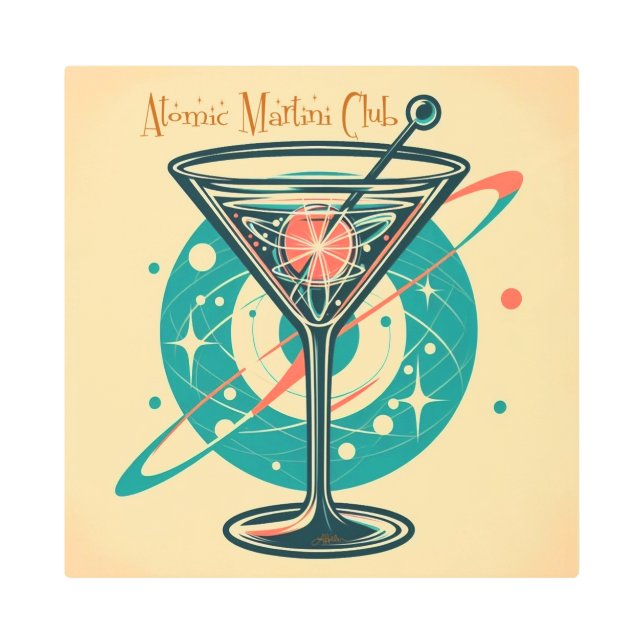 Atomic Martini Club Space Age Metal Print (Front)
