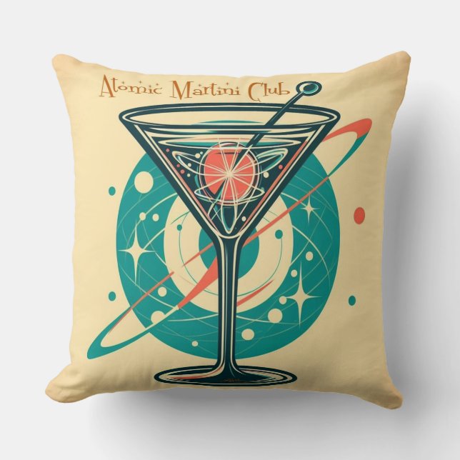Atomic Martini Club  Throw Pillow (Front)