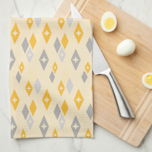 Atomic MCM Diamonds Pattern Yellow, Grey Kitchen Towel