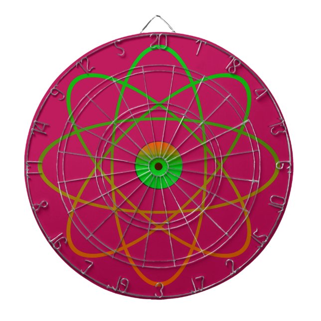 Atomic Metal Cage Dartboard,Pink Dartboard With Darts (Front)