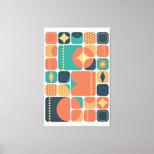 Atomic Mid Century Abstract Charcoal Teal Orange Canvas Print