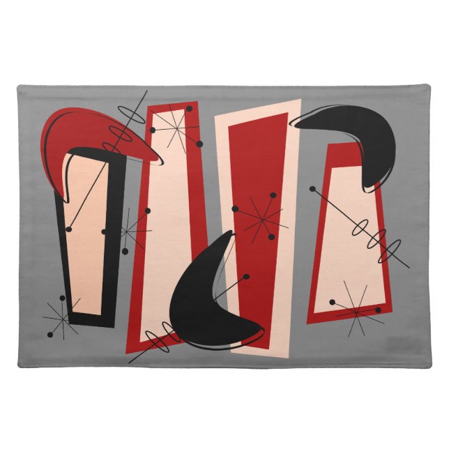 Atomic Mid-Century Boomerangs #92 Cloth Placemat (Front)