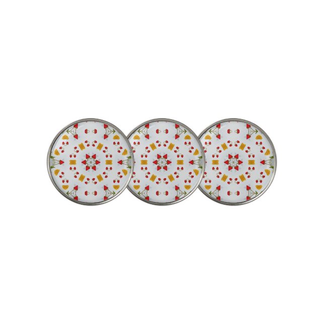 Atomic Mid Century Flower Vintage Golf Ball Marker (3 Up)