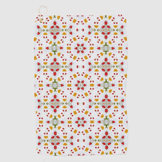 Atomic Mid Century Flower Vintage Golf Towel (Front)