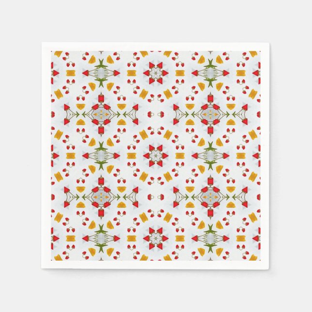 Atomic Mid Century Flower Vintage Napkins (Front)