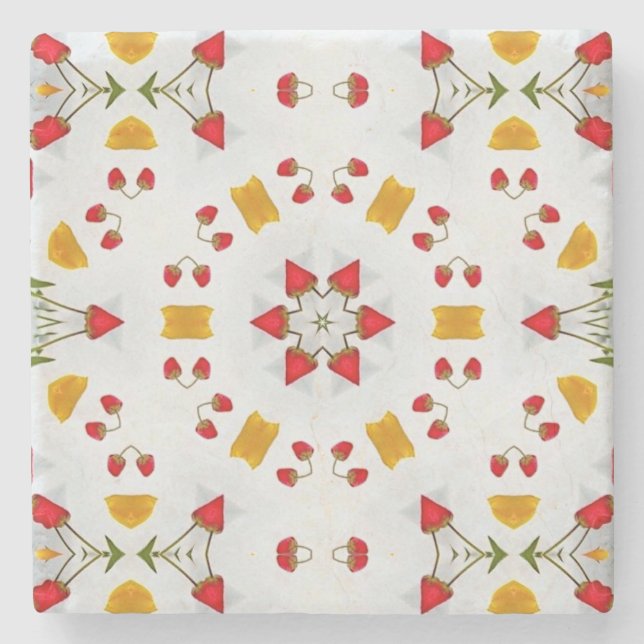 Atomic Mid Century Flower Vintage Stone Coaster (Front)