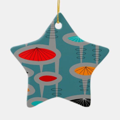 Atomic Mid_Century Inspired Abstract Ceramic Ornament