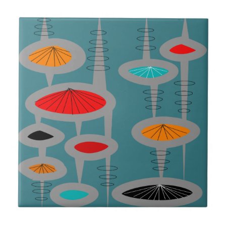 Atomic Mid-century Inspired Abstract Ceramic Tile