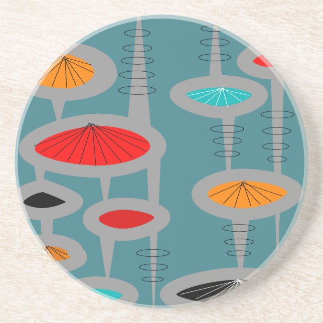 Atomic Mid-Century Inspired Abstract Drink Coaster (Front)