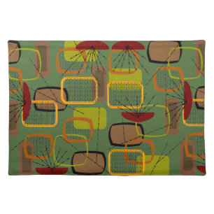 Atomic Mid-Century Inspired Abstract Green #2 Cloth Placemat