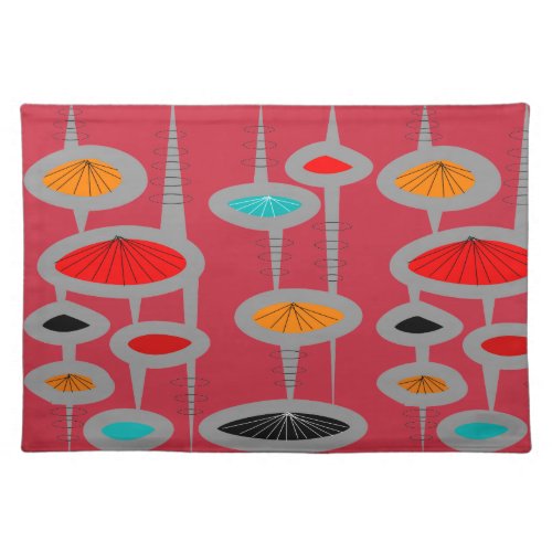 Atomic Mid-Century Inspired Abstract Red Placemat