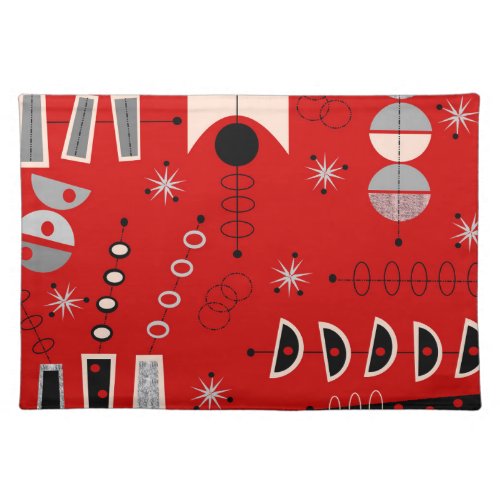 Atomic Mid_Century Inspired Pattern Cloth Placemat