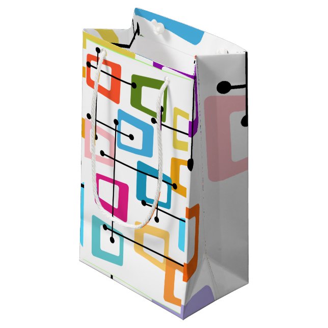 Atomic Mid-Century Modern Small Gift Bag (Front Angled)