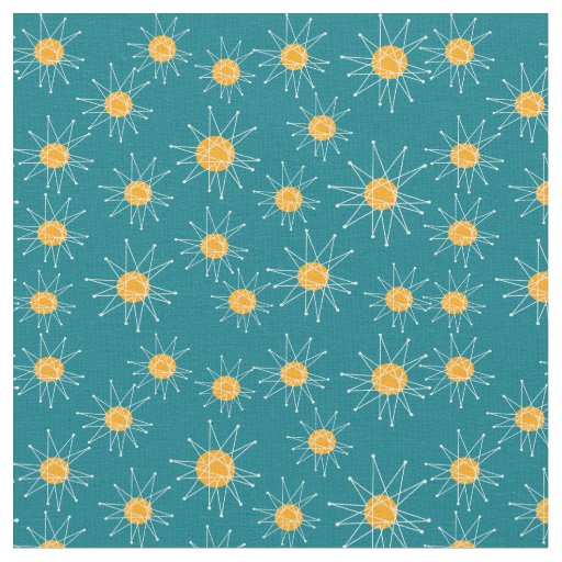 Atomic Mid Century Starburst Pattern Fabric Zazzle 