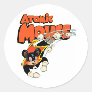 Atomic Mouse cute cartoon art superhero Classic Round Sticker