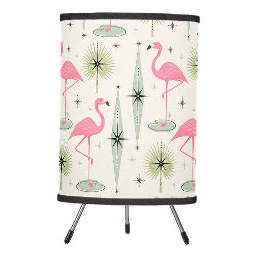 Atomic Oasis with Pink Flamingos _ Large Scale Tripod Lamp