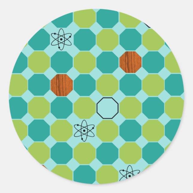 Atomic Octagons Round Stickers (Front)
