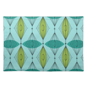 Atomic Ogee and Starbursts Cloth Placemat
