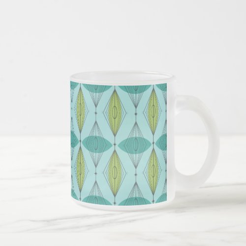 Atomic Ogee and Starbursts Frosted Glass Mug