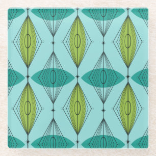 Atomic Ogee and Starbursts Glass Coaster