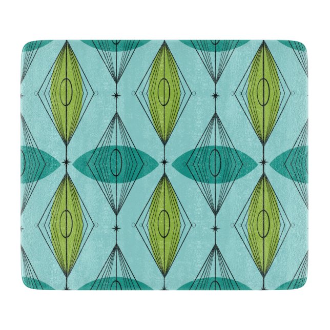 Atomic Ogee and Starbursts Glass Cutting Board (Front)