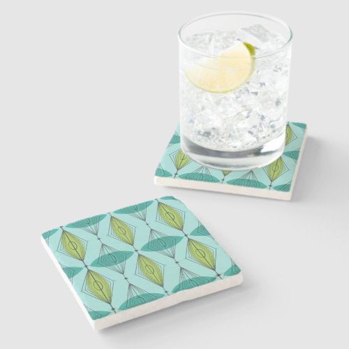 Atomic Ogee and Starbursts Marble Stone Coaster