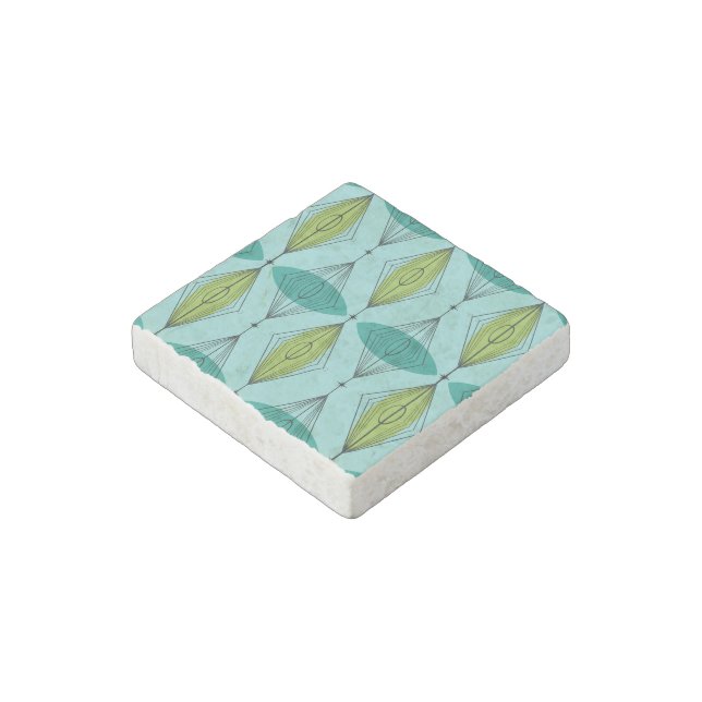 Atomic Ogee and Starbursts Marble Stone Magnet (Angled)