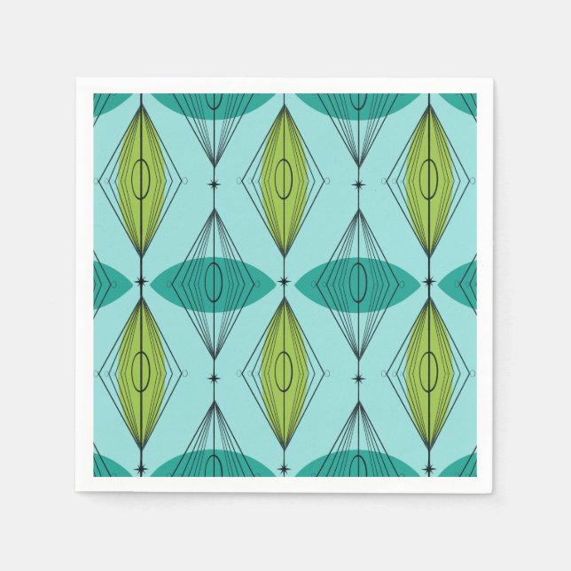 Atomic Ogee and Starbursts Paper Napkins (Front)