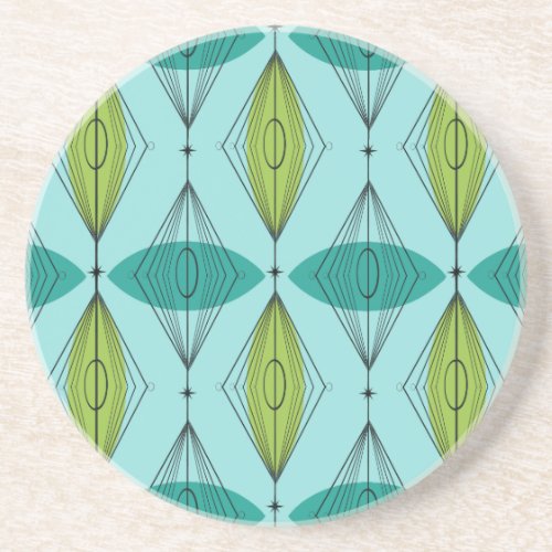 Atomic Ogee and Starbursts Sandstone Drink Coaster