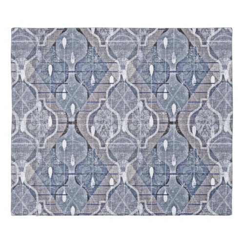 Atomic Ogee Blue Grey Modern Farmhouse Midcentury Duvet Cover