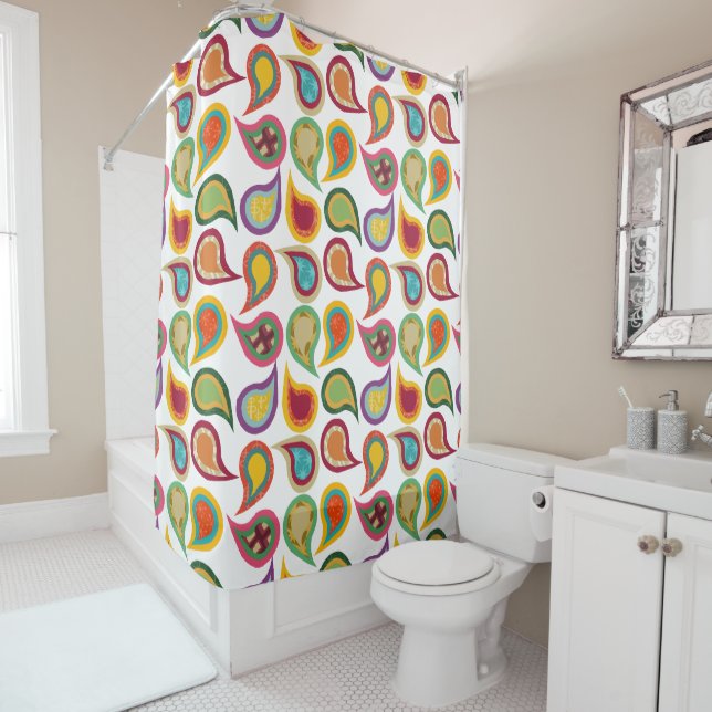Atomic Paisleys  Shower Curtain (In Situ)